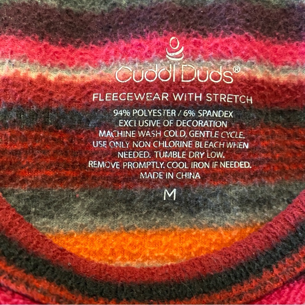 Cuddl Duds Lot of Two Fleecewear Stretch Tops Black & Pink & Orange Striped M - Picture 5 of 10